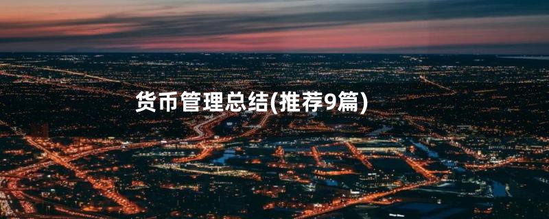 货币管理总结(推荐9篇)